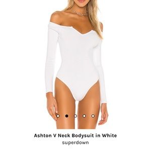 Superdown x Revolve Ashton V Neck Bodysuit in White